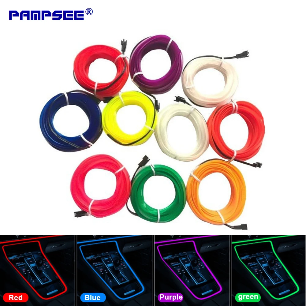 Car Interior Decorative Lamps Strips Atmosphere Lamp Cold Light Decorative Dashboard Console Auto LED Ambient Lights 1/2/3/4/5M