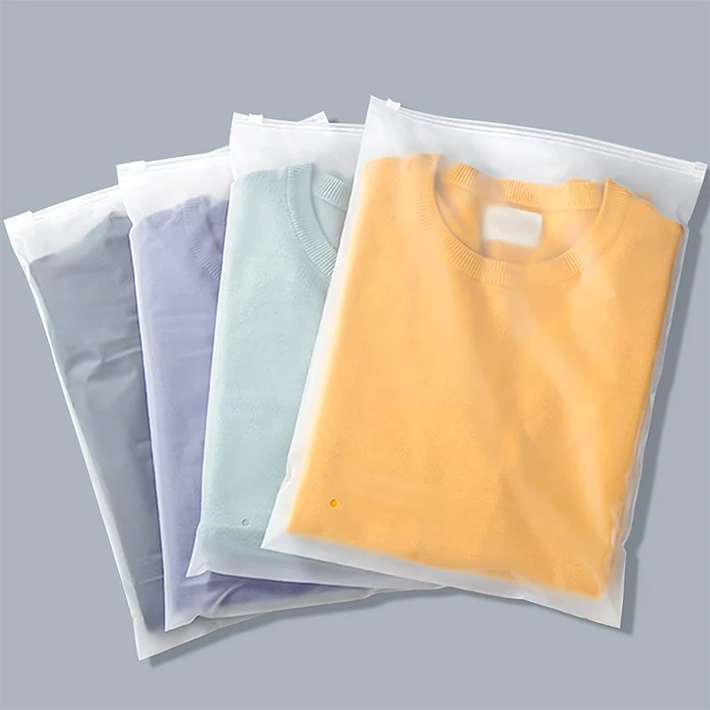 10Pcs Frosted Clothes Packaging Zipper Bags Translucent Sealed Bags T-shirt Underwear Pouches Travel Portable Storage Bag