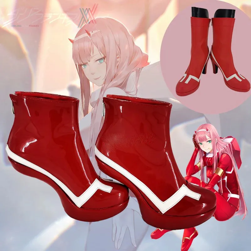

NewDarling In The Franxx Zero Two Code 002 Red High Heel Cosplay Shoes Boots Adult Halloween Party Cosplay Costume Accessories20