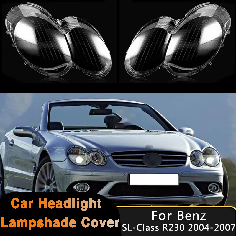 車のヘッドランプレンズカバーシェルヘッドライトカバーメルセデスベンツ-w230-r230-sl-sl350-sl500-r230-2004-2007-自動-pc-ランプシェードシェル