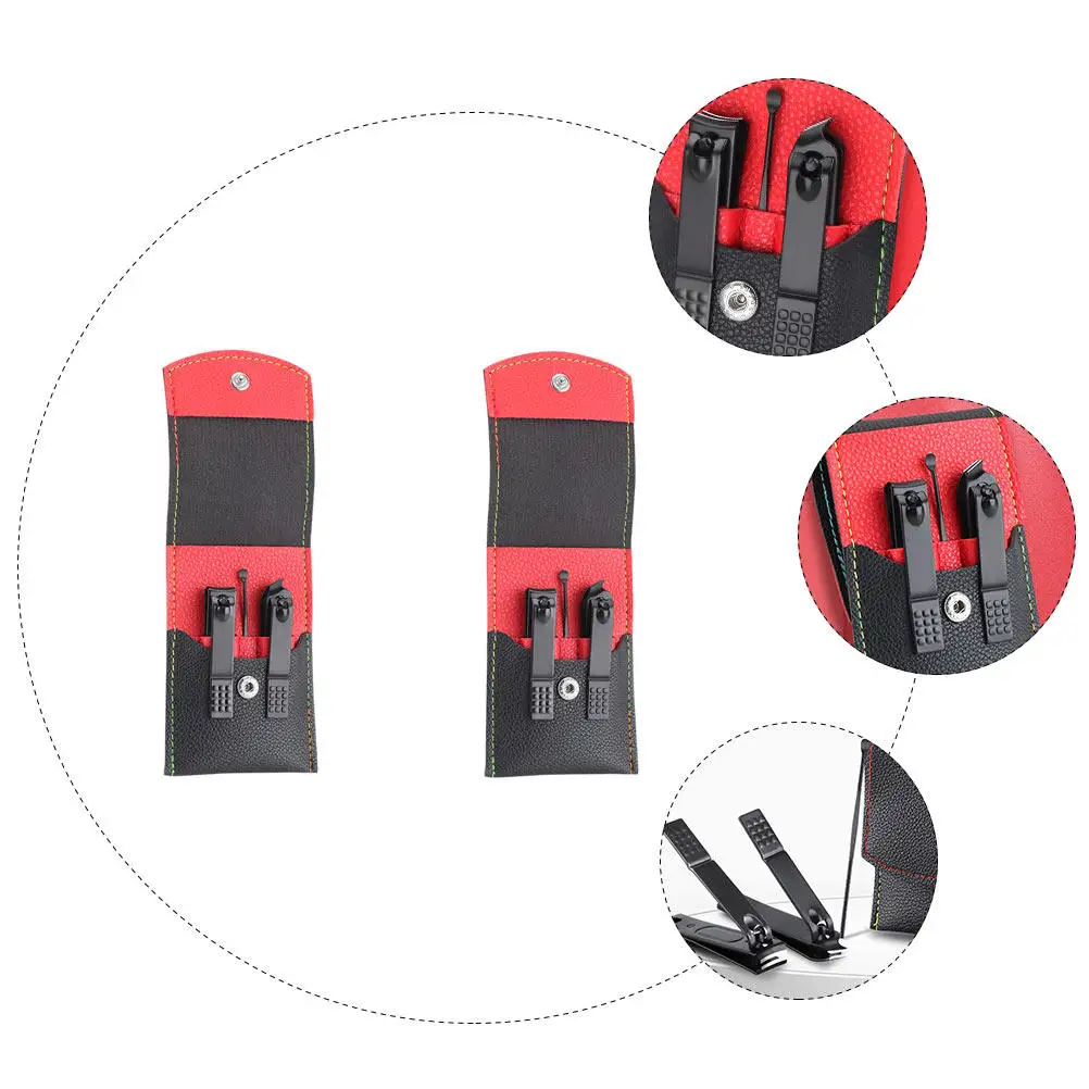 

Набор из 2-х комплектов маникюрных инструментов из нержавеющей стали с ухочисткой и сумкой для хранения, для мужчин и женщин, для домашнего и салонного использования, набор для педикюра и маникюра