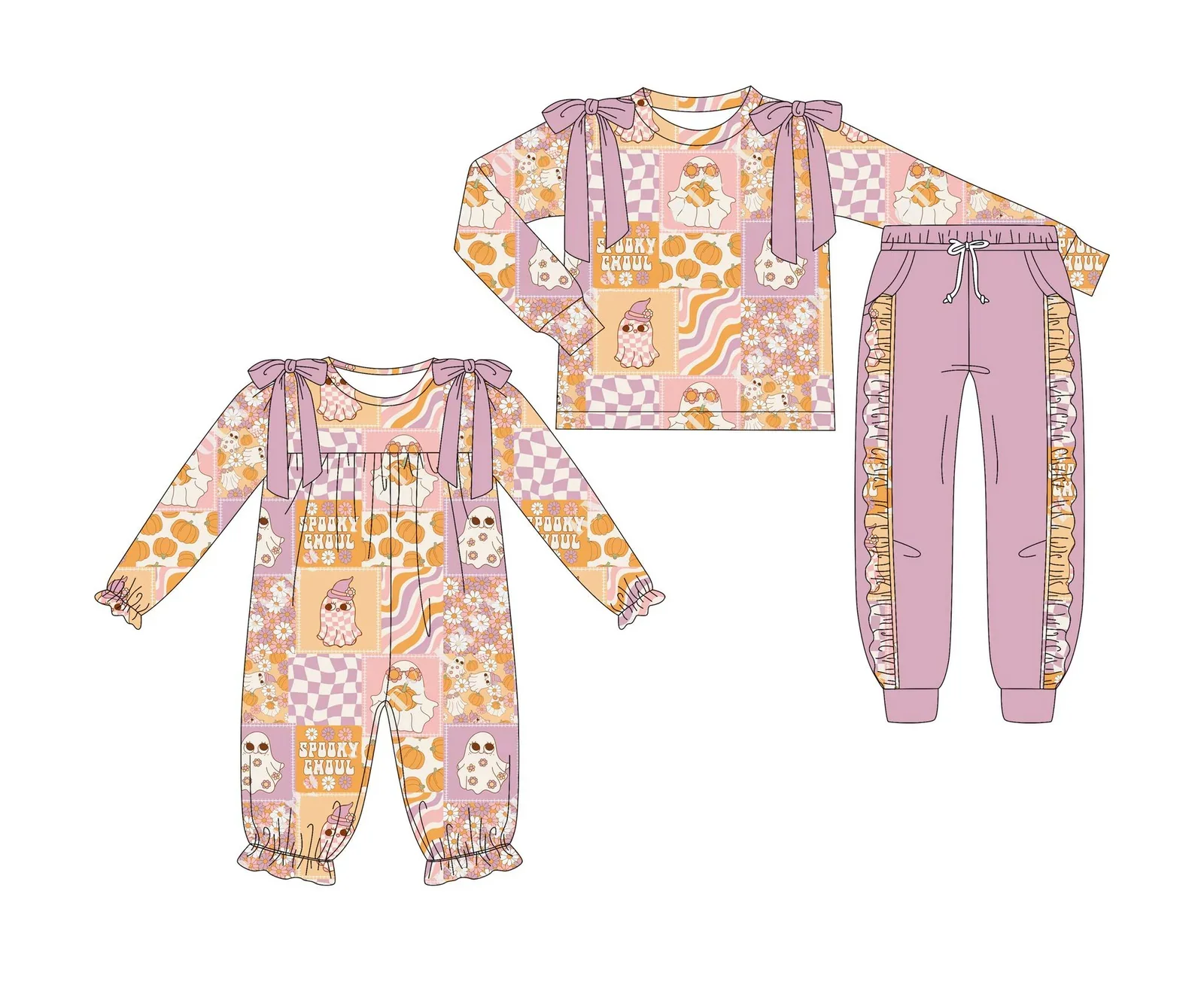

Infant Sibing Suit Halloween Kid Girl Clothes Outfit Thanksgiving Turkey Print Baby Romper 2-Piece Set