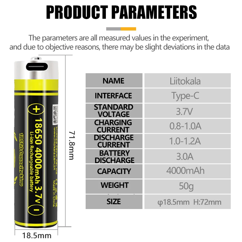 1-24pcs LiitoKala KING4000 Type-C 5V Input 3.7V 18650 4000mAh Capacity Rechargeable Lithium USB Battery for Toy Keyboar