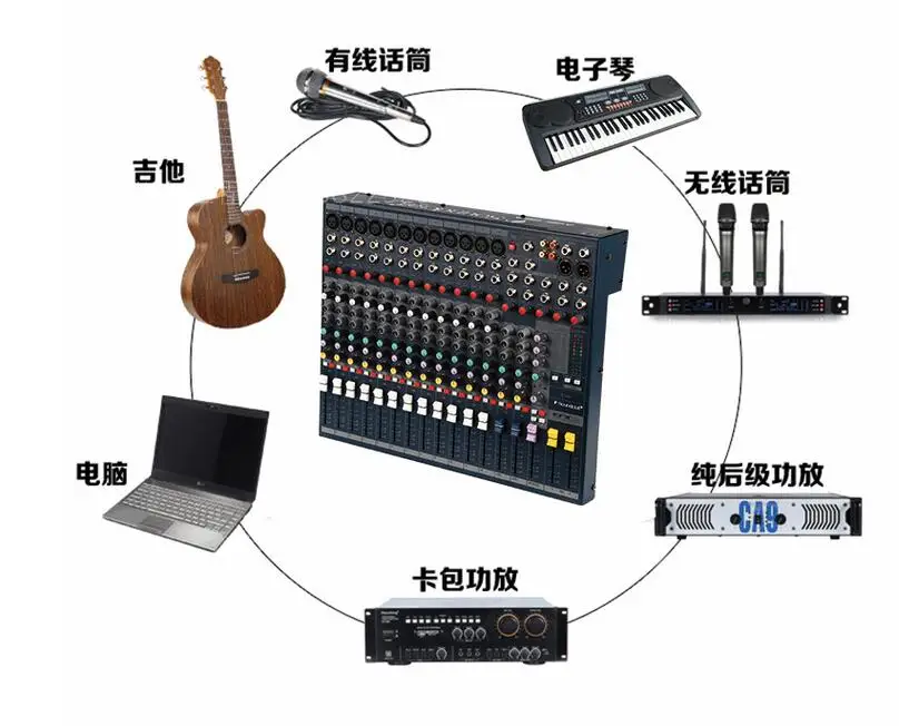 EFX8 professioneller Mixer für Bühneneffekt-Performance, 20-Kanal-Mischkonsole