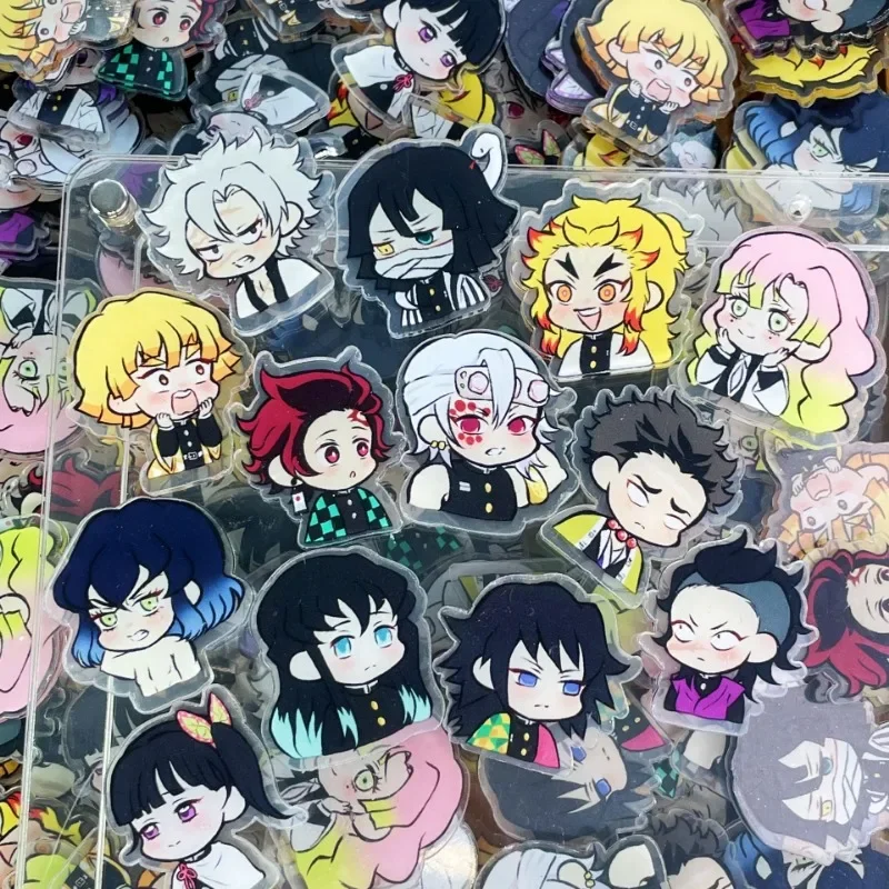 2/4cm Demon Slayer Nezuko Anjirou acrilico Patch acrilico fatto a mano fai da te PP Clip ciondolo Patch telefono Shell portachiavi materiale