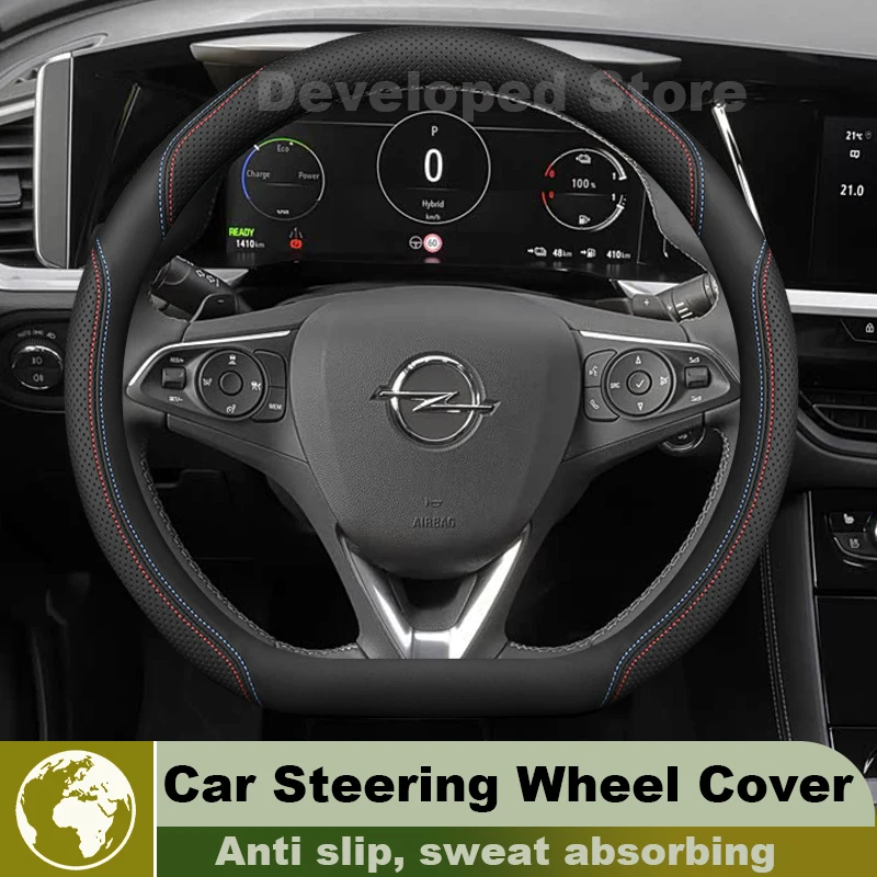 Leather Steering Wheel Cover For Opel Grandland X Corsa 2017-2023 Auto Steering Wheel Cover fit Opel Frontera Accessories