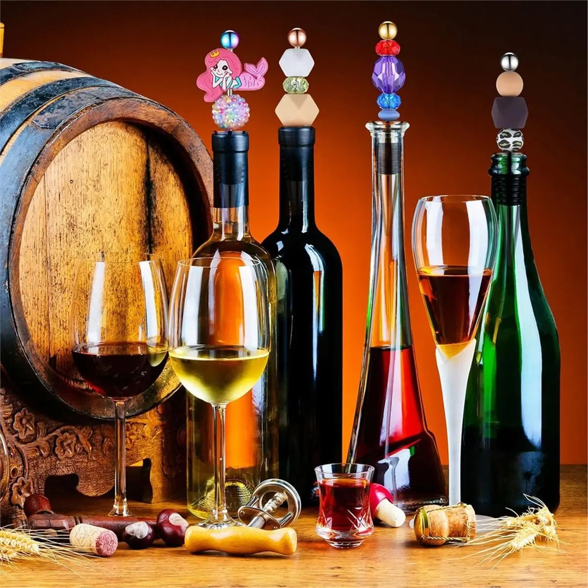 Best of 2026 10 Pcs Beadable Wine Stoppers - Decorative Beaded Bottle Stopper, for DIY Beverage Gifts, 5 Colors Reusable Corks