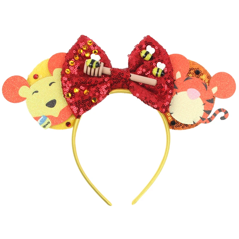 

2025 Lion Character Mouse Ears Headband For Kids Party Festival Cosplay Animals Kingdom Hair Accessories Sequins Bow Hairband