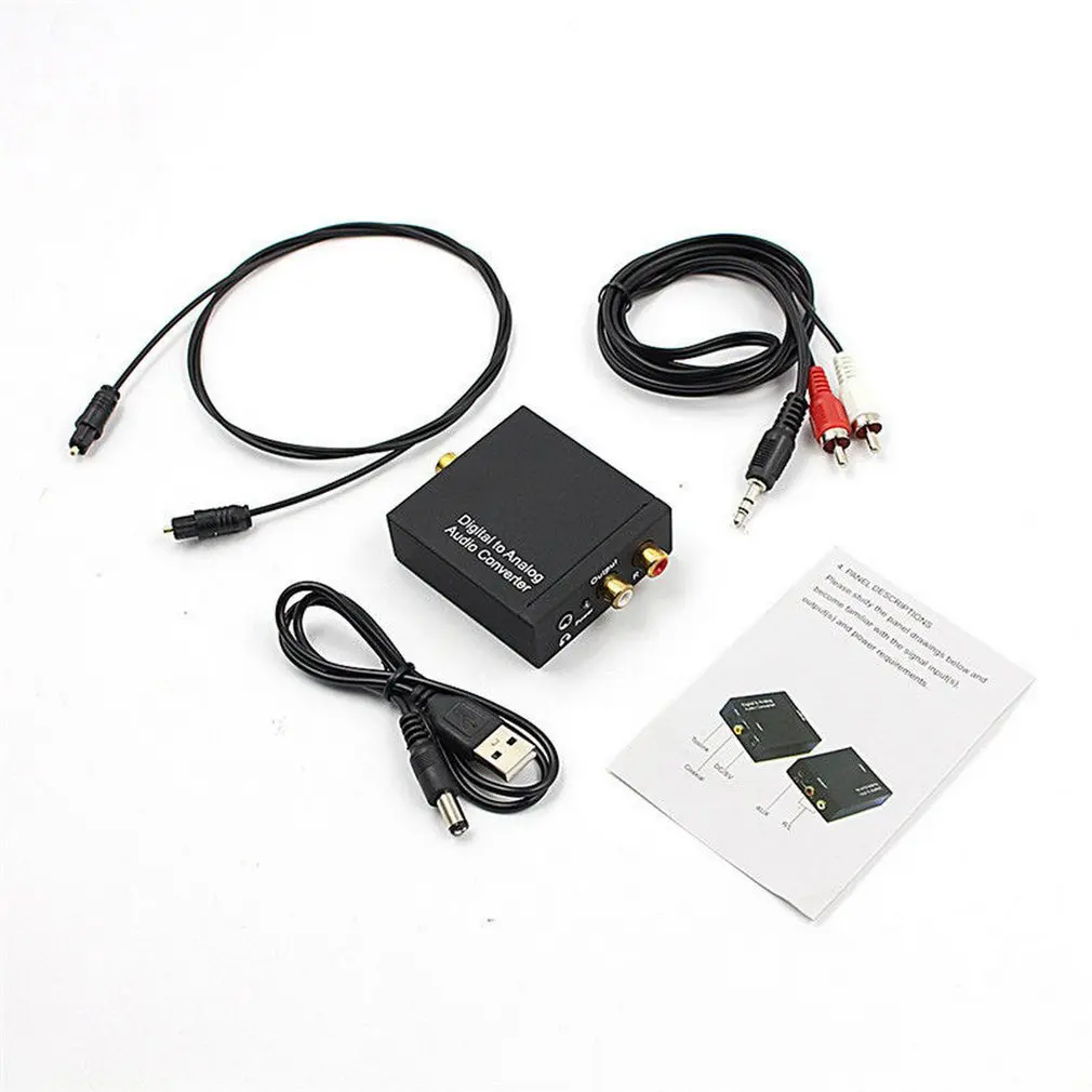 2024 New 3.5mm Digital Coaxial Toslink Optical to Analog L/R RCA Audio Converter Adapt + optical fiber cable Fast shipping