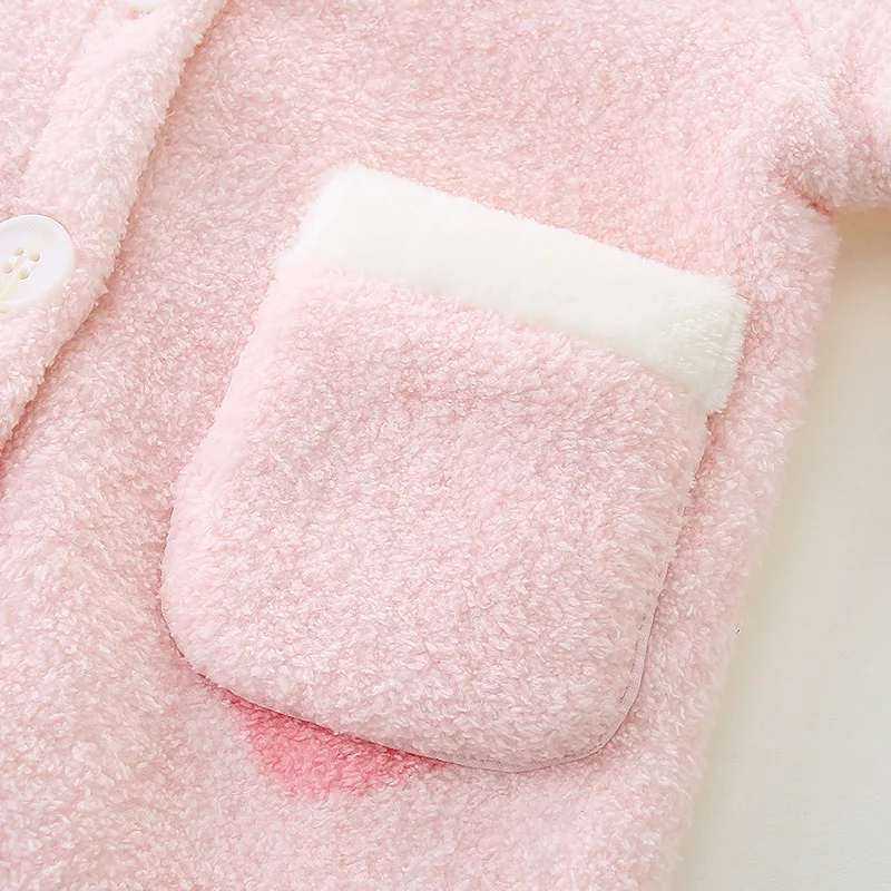 Baby autumn\\winter plush jumpsuit for girls newborn lamb plush warm romper baby onesies newborn clothes 0 3 months cute bodysuit