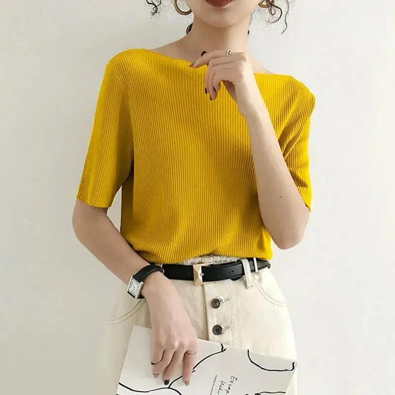 Women's Clothing Solid Casual Comfortable Ice Silk New Loose Drape Short Sleeve Solid Color Fashion Lazy T-Shirt Trendy Casual