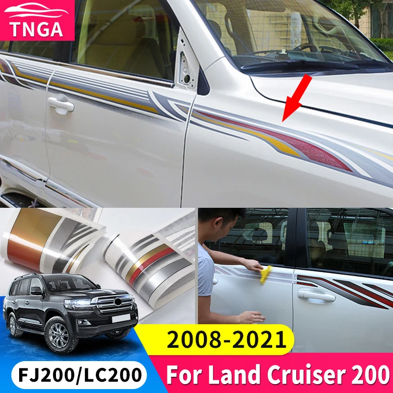 For Toyota Land Cruiser 200 LC200 2008-2021 Body Kit Decoration Appearance Pattern Stickers Color Stripes Upgrade Accessories