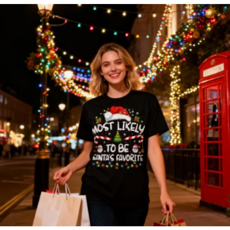 เสื้อยืดคริสต์มาสสำหรับครอบครัวตลกๆ ที่เป็นที่ชื่นชอบของซานต้ามากที่สุด