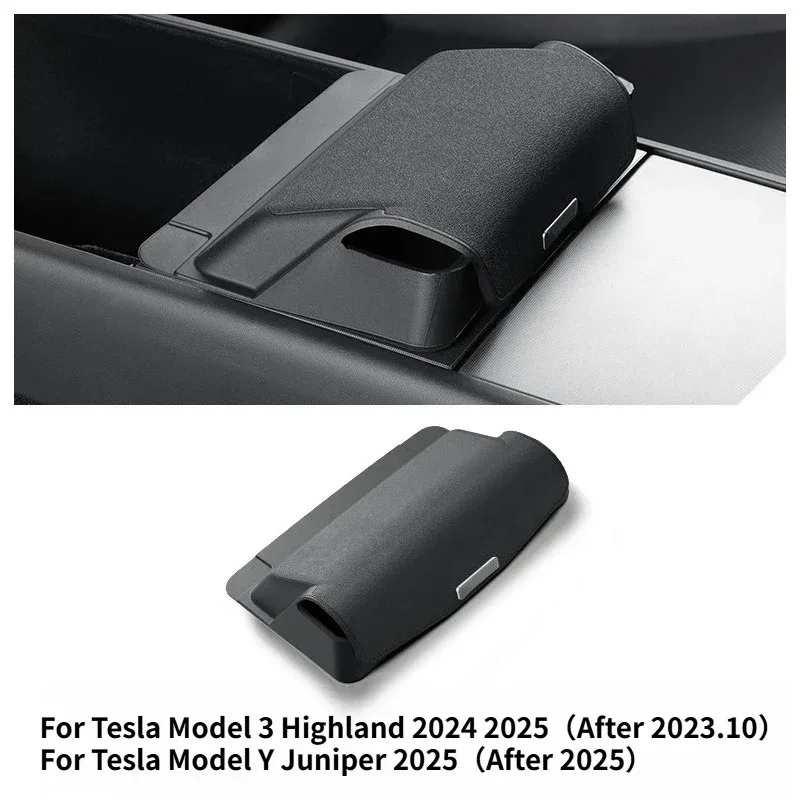 Picture 4: For Tesla Model 3 Highland Model Y Juniper Center Console Glasses Storage Tray Silicone Car Storage Box Organizer Accessories