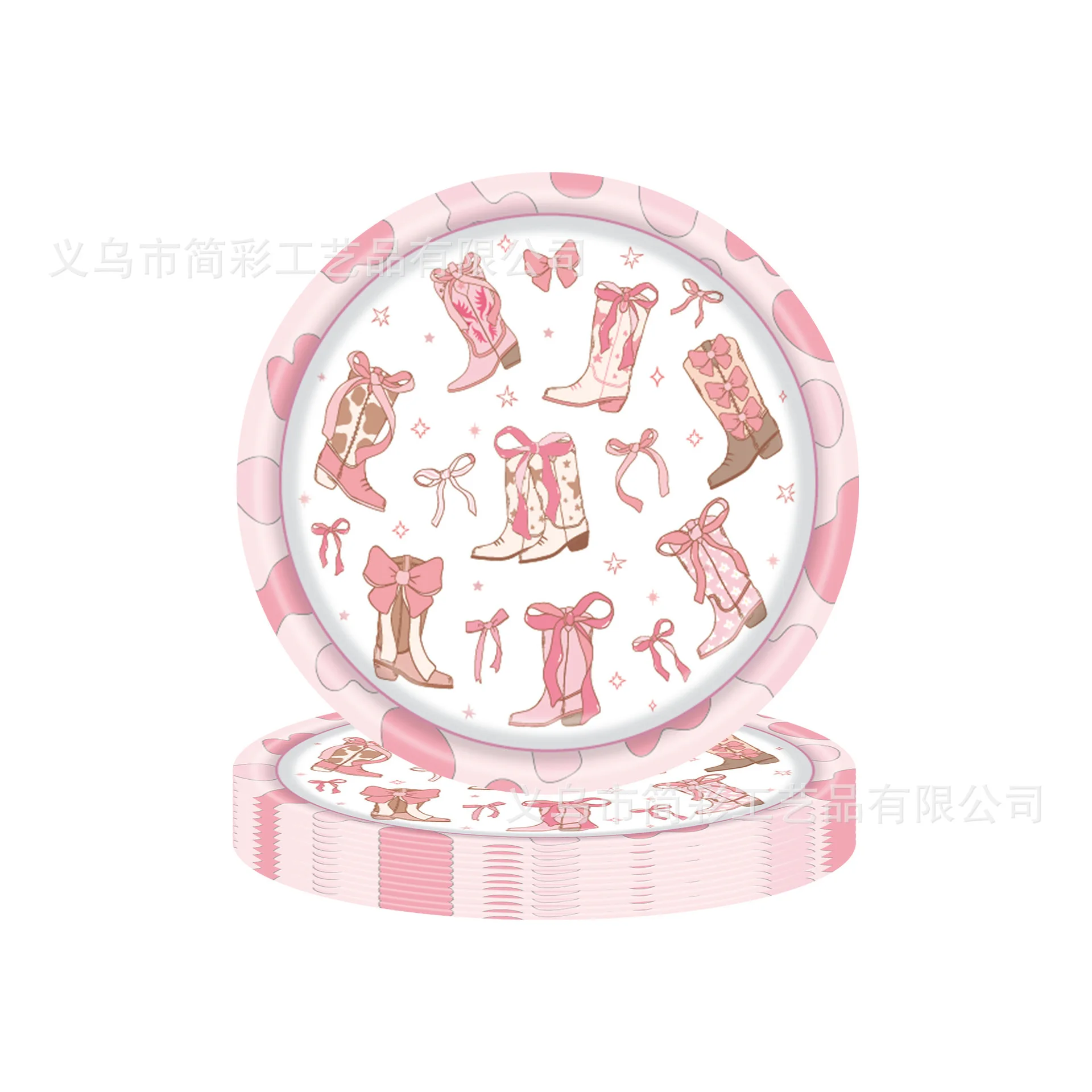 Rosa Cowgirl Prinzessin Geburtstagsdekoration Elegantes Einweg-Geschirr Teller Becher Ballons Babyparty Mädchen Partyzubehör – Detail 6