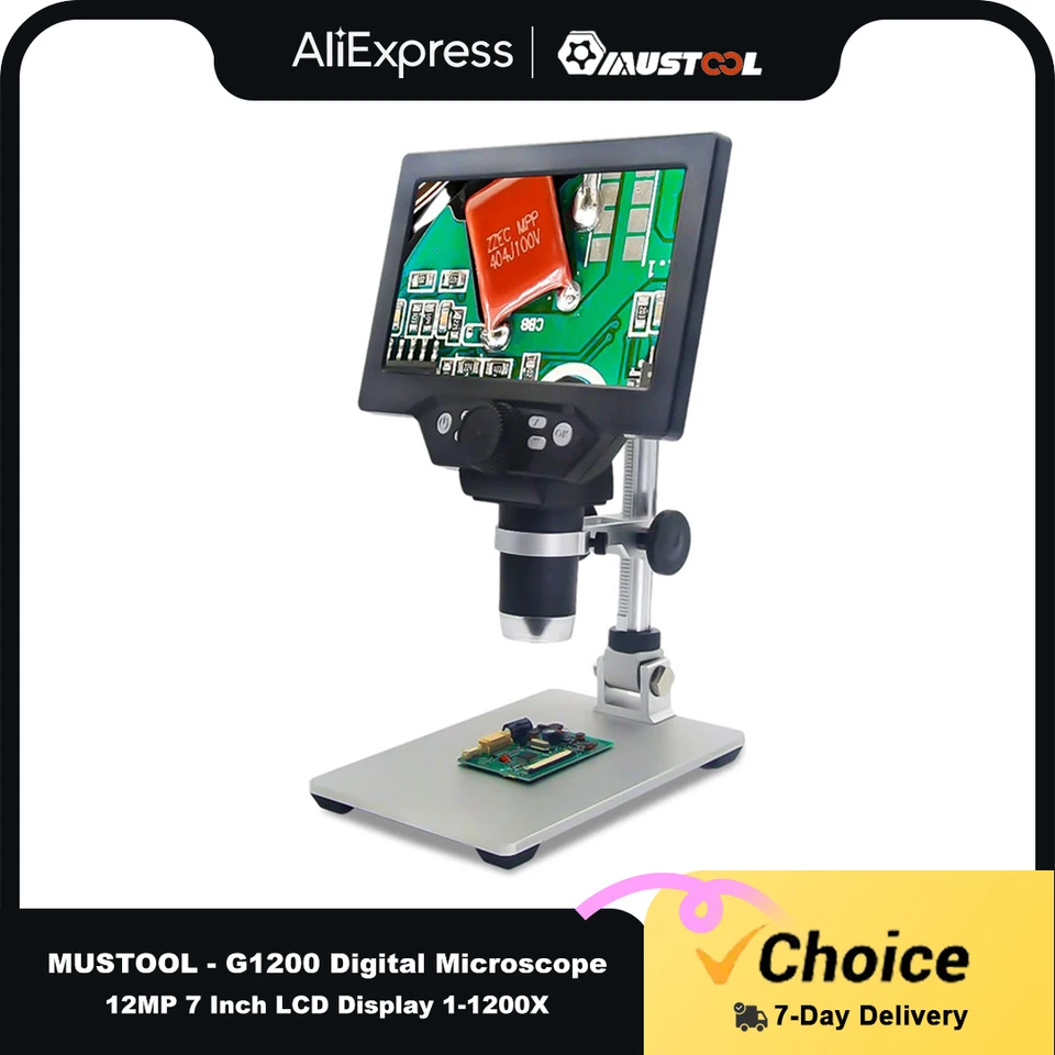 MUSTOOL G1200 Digital Microscope 12MP 7 Inch LCD Display 1-1200X