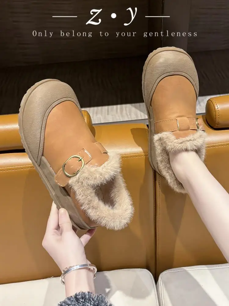 Shoes Woman Flats Casual Female Sneakers Round Toe Loafers Fur Clogs Platform Soft Dress Winter Creepers New Rome Med Snow Boots