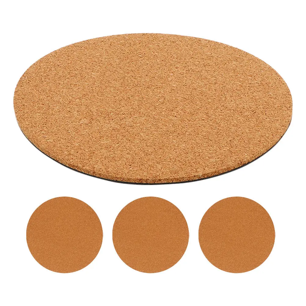 4Pcs Round Absorbent Cork Coasters Multi Purpose Plant Pot Mats Cup Coasters Table Protection Natural Cork Saucers Indoor Drip
