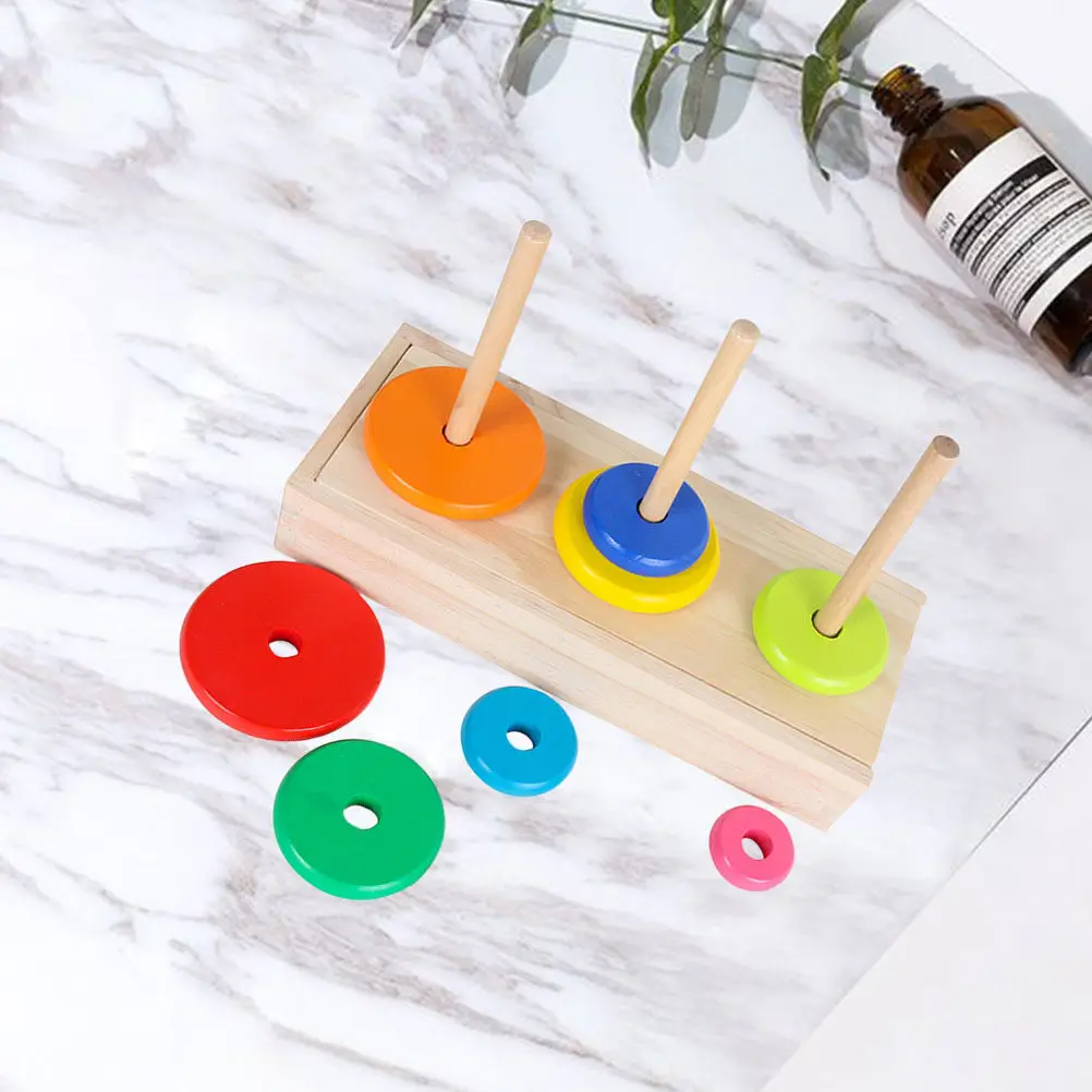 

1Set Colorful Wooden Puzzle Ring Tower for Kids Educational Logic Creativity Color Size Recognition Developmental Game
