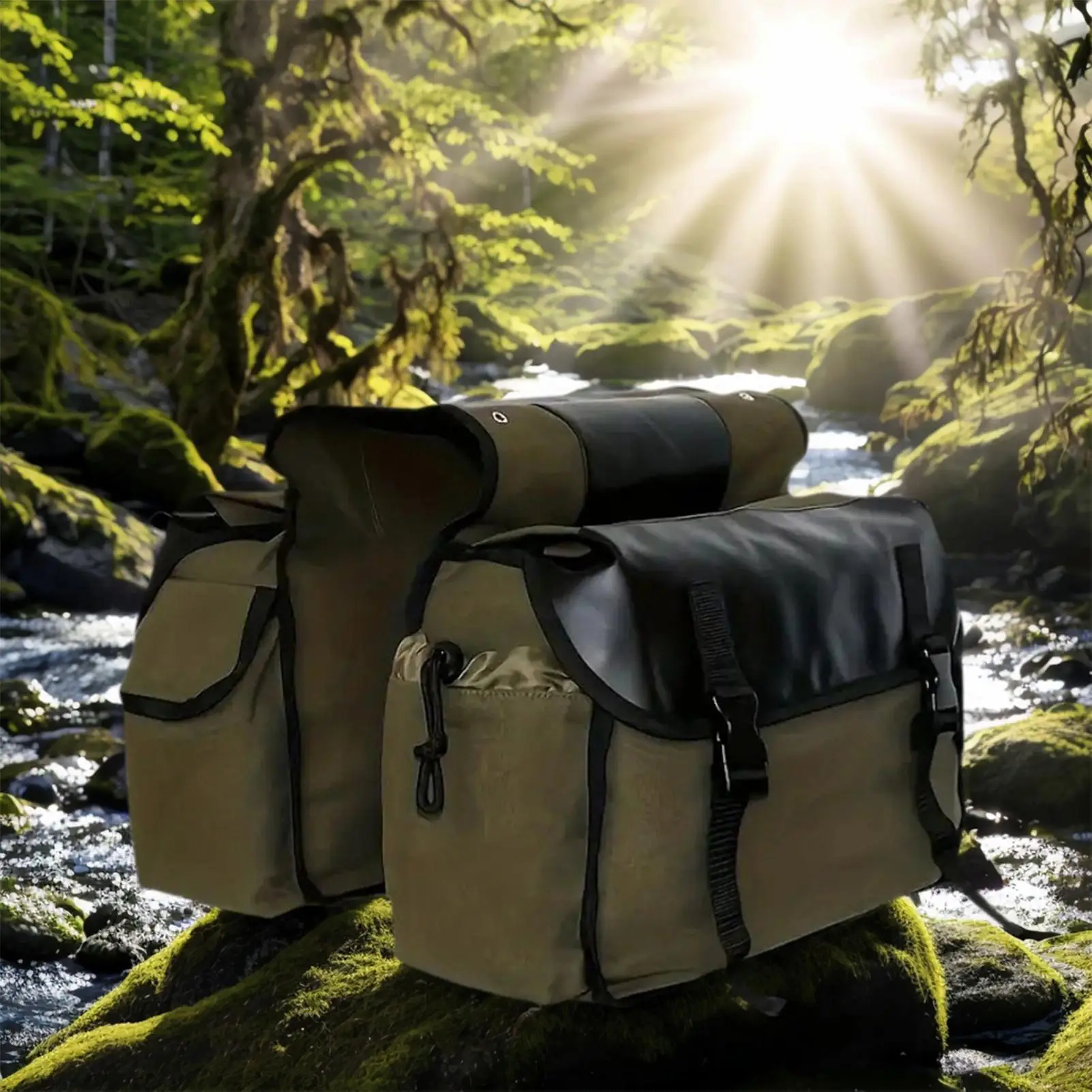 Bike Bag Waterproof Canvas Organizer Bike Storage Bag For Motorbike Bicycle Scooter Biking Touring Commuting Travel Road Trip