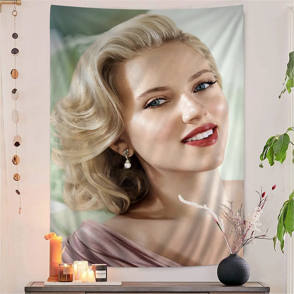 American Popular Movie Star Scarlett Johansson Sexy Photo Colorful Tapestry Bohemian Wall Tapestries Mandala Wall Art Decor