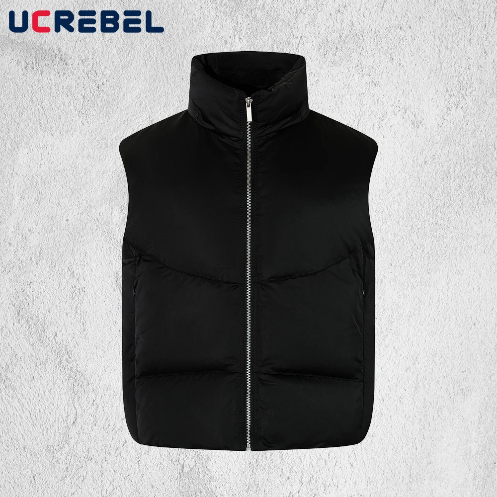 

Однотонный жилет, мужская зимняя толстая уличная стеганая куртка без рукавов с воротником-стойкой, мужская верхняя одежда