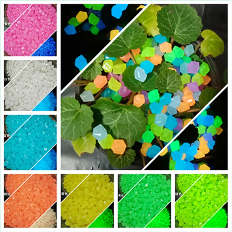 100 Pcs/Bag Luminous Stones Home Garden Aquarium Landscaping Glow in the Dark Pebbles Artificial Fluorescent Plastic Gravel