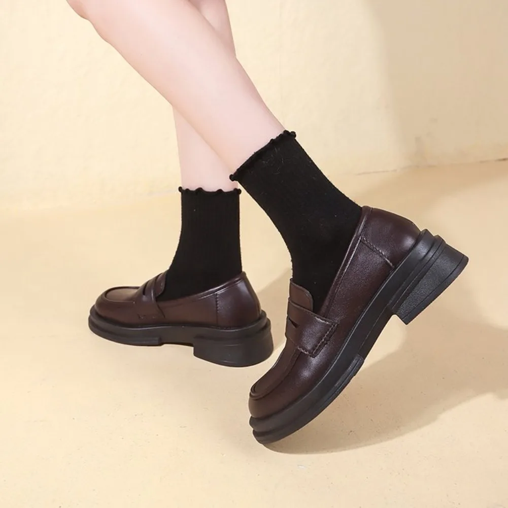 2026 Neue japanische College-Studentenschuhe im Cosplay-Lolita-Stil für Damen/Mädchen – Modische schwarze/kaffeebraune Uniform-Plateau-Schuhe – Detail 15