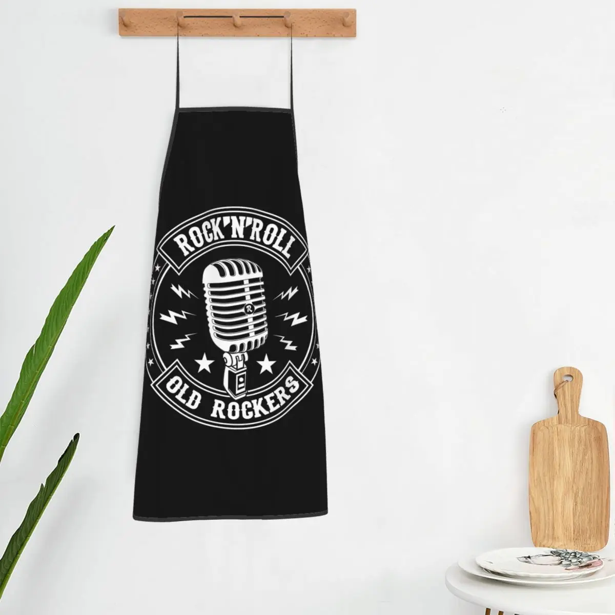 Microphone Rock And Roll Rockabilly Aprons Chef Cooking Tablier Sleeveless Bib Kitchen Cleaning Pinafore for Women Men Painting