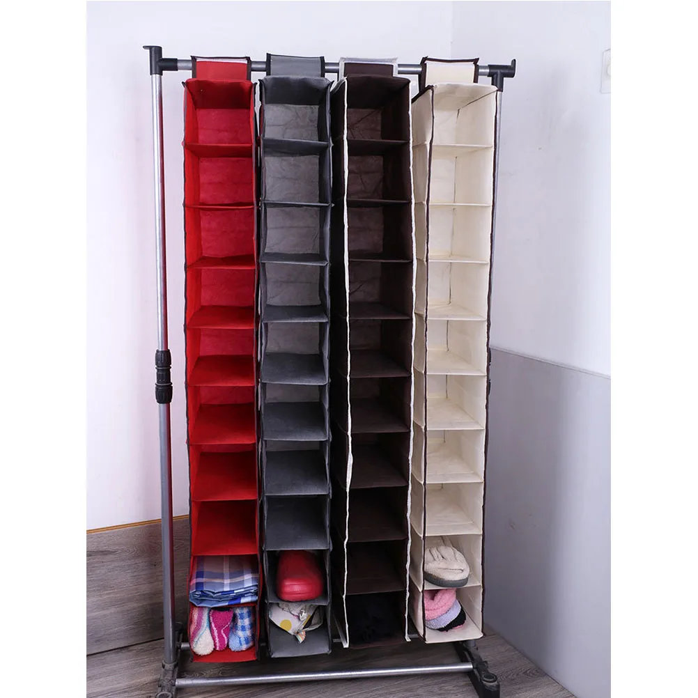 

10 Layers 30X15X120Cm Grey Non-Woven Hanging Storage Bag Clothes Organizer Pouch Saving Hanger Pocket For Home