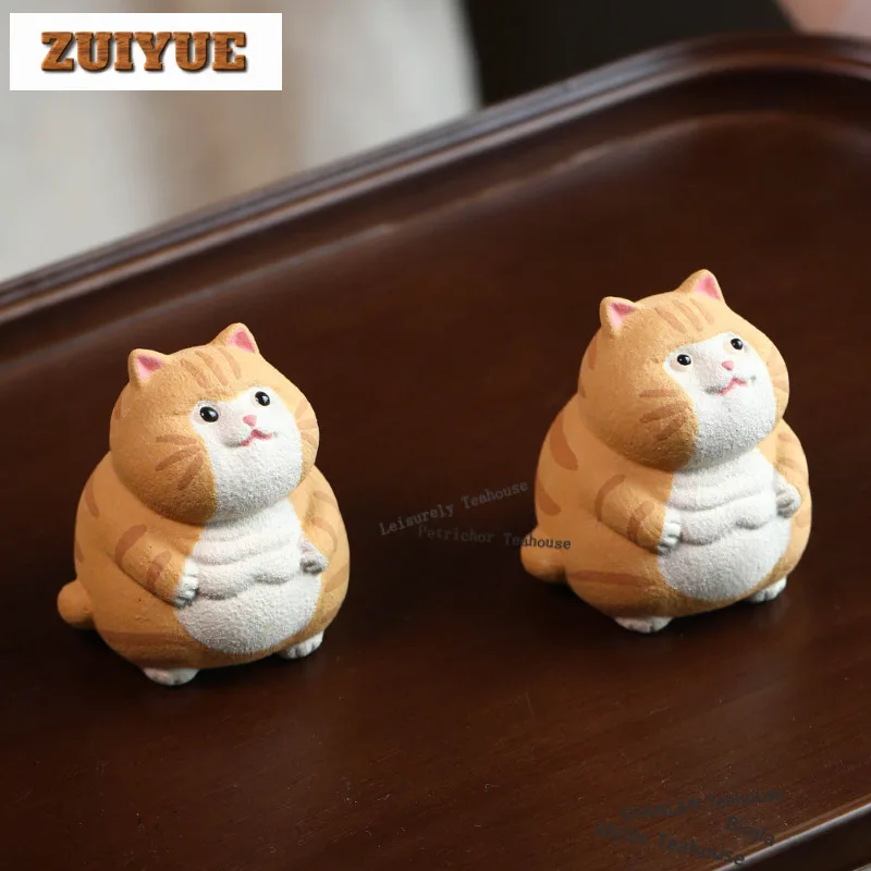 

Yixing Purple Clay Orange Cat Tea Pet Antique Lucky Model Tea Figurine Play Toys Tea Statue Ornaments Accessories Craft