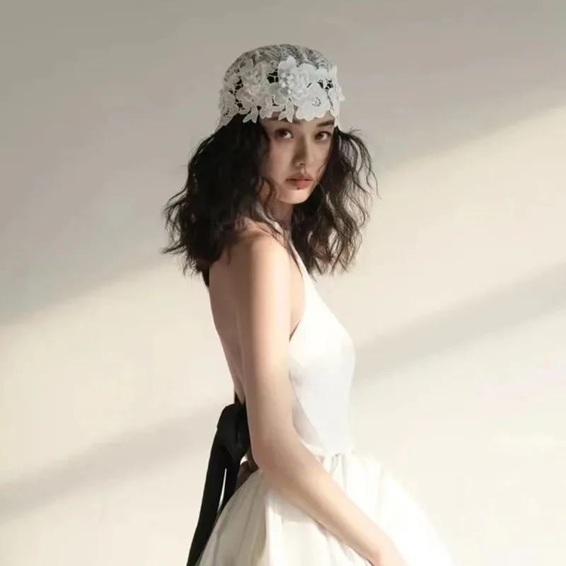 

Новый стиль, стильный ретро-индивидуальный свадебный головной убор невесты, вогнутая кружевная шляпа