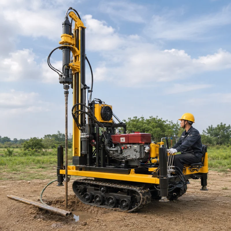 Self Propelled Crawler Water Well Drill For Domestic Groundwater Wells With Durable Steel Mast Direct Supply From Manufacturer