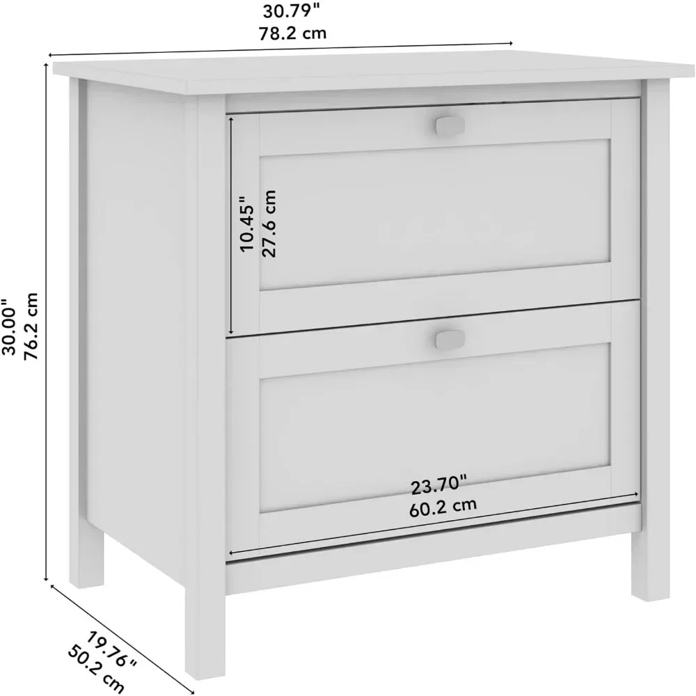 Schedario laterale a 2 cassetti in bianco puro per l'home Office Workspace Freight Free classificatori mobili