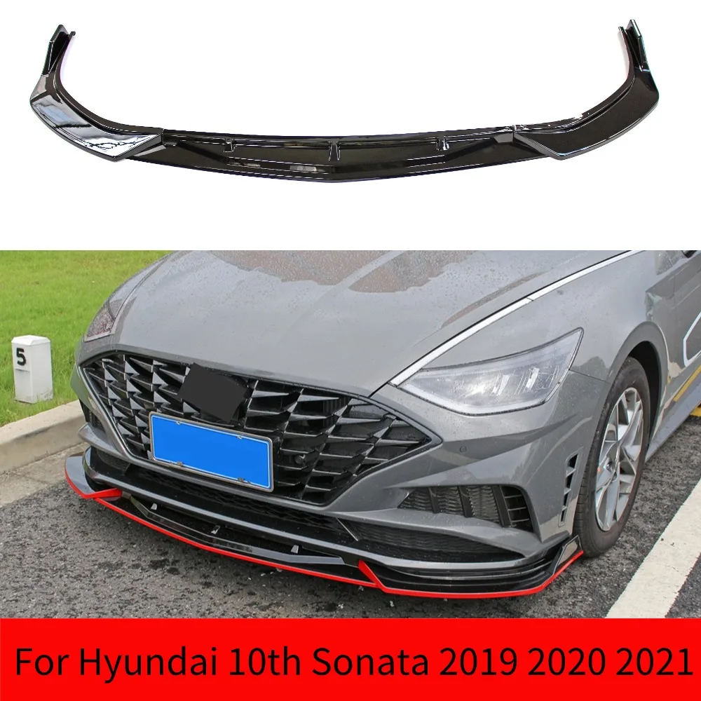 

For Hyundai 10th Sonata 2019 2020 2021 3PCS Car Front Bumper Lip Spoiler Splitter Diffuser Detachable Body Kit Cover Guard