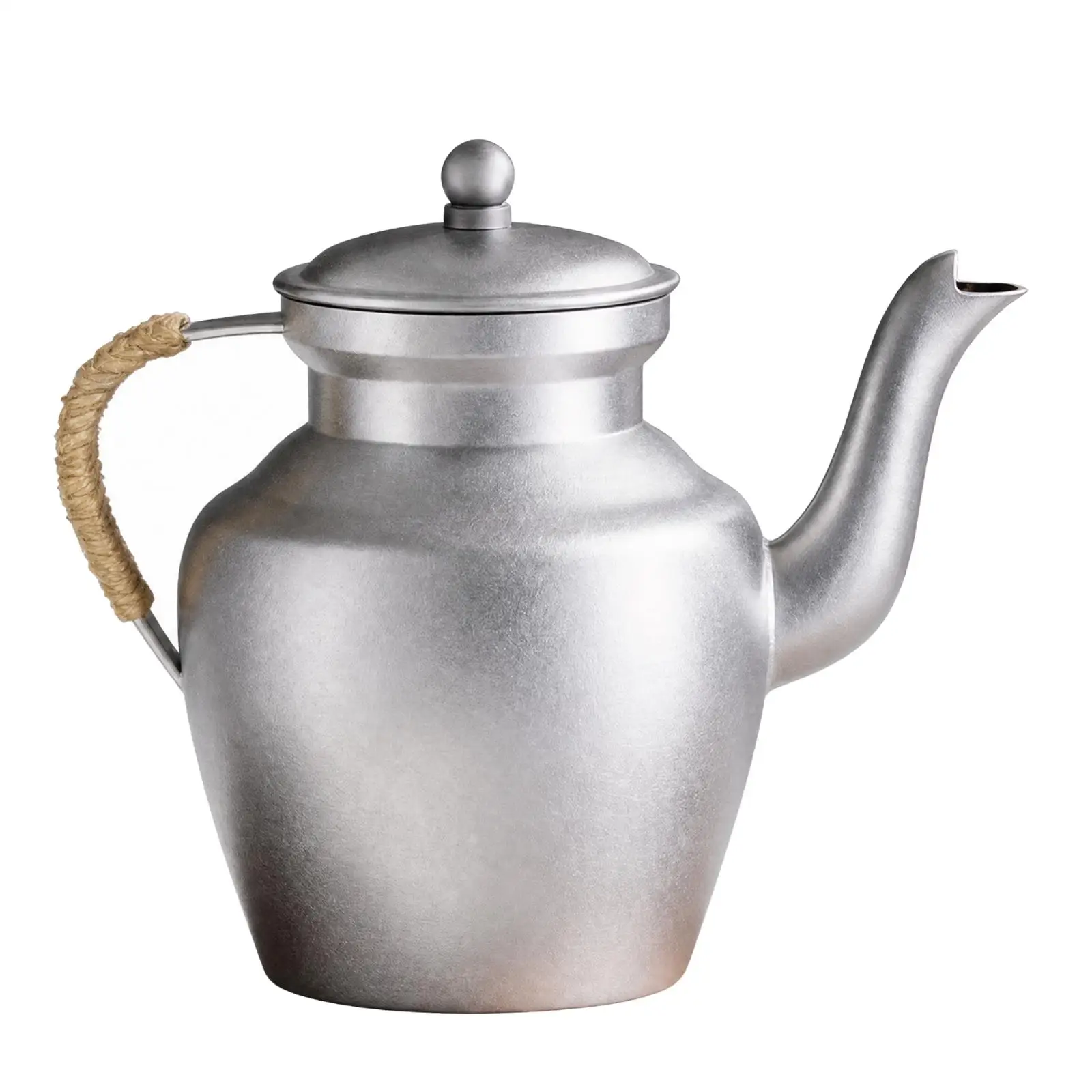 Rope Wrapped Handle Aluminum Teapot Kettle for Traditional and Modern Kitchen Use with Reliable Heat Conduction