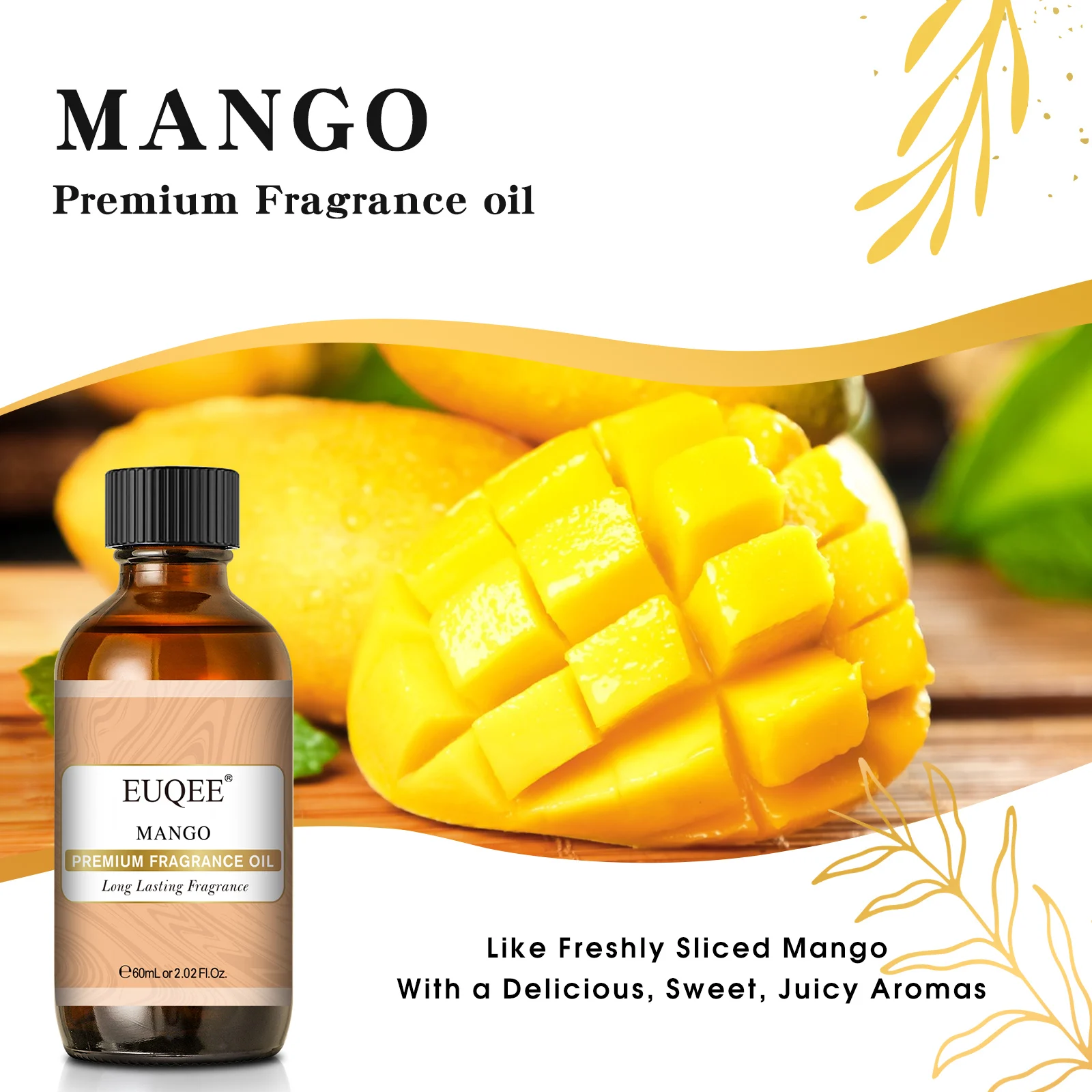 EUQEE 60ml Fruit Fragrance Oils For DIY Soap Candle Making Mango Passion Fruit Cherry Sweet Orange Pineapple Banana Aroma Oils