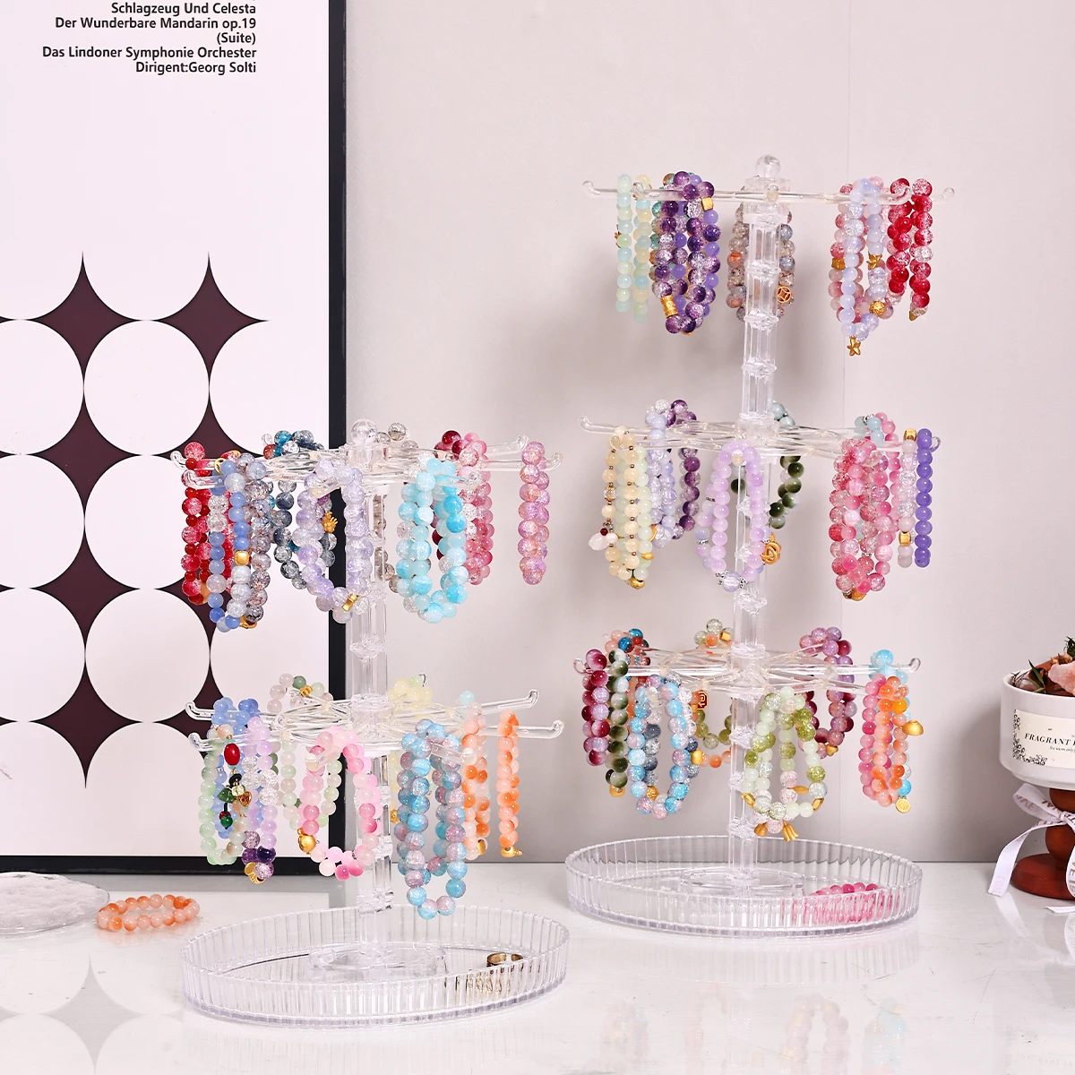 1pc Plastic 2-Layer/3-layer Jewelry Display Stand Black/Transparent Dressing Table Bathroom Ring Necklace Bracelet Organizer