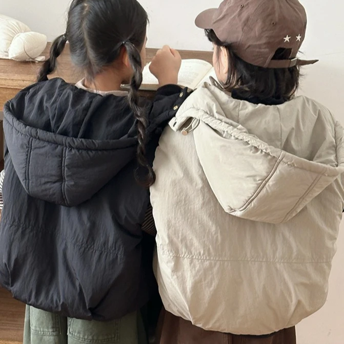 

Waistcoat 2025 Autumn and Winter New Childrens Clothing Korean Style Boys and Girls Thickened Cotton Hoodie Waistcoat