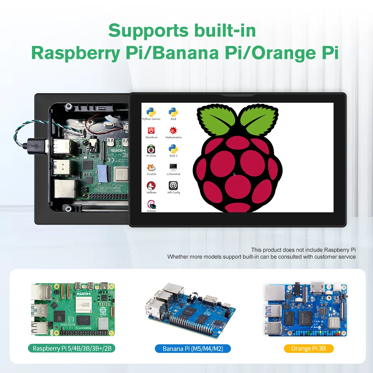 Unew-Monitor Raspberry Pi de 8 pulgadas, pantalla de vigilancia con relación de pantalla panorámica 16:10, interfaz HDMI, 1280x800P, para proyectos