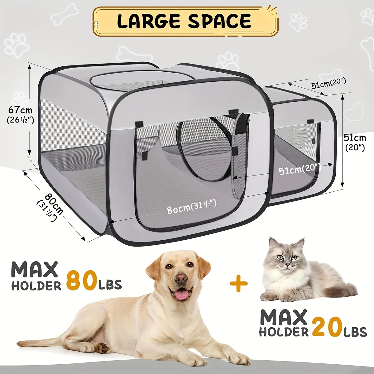 Large Cat Enclosure - Freestanding Design, Portable Indoor/Outdoor Pet Fence, Outdoor Cat Play Area - view 5