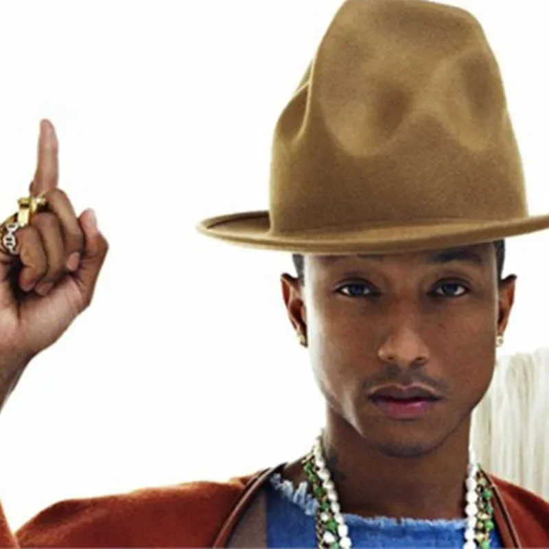 2025 New Winter Pharrell Hat Felt Fedora Hat for Woman Men Hats Black Top Hat Male 100% Australia Wool Cap Gift Fashion Magician