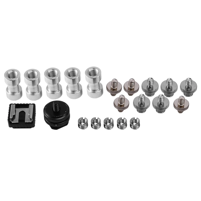 Best Pick Camera Screw, 22 Pcs 1/4 Inch And 3/8 Inch Converter Threaded Screws Adapter Mount Camera Hot Shoe Mount To 1/4 Set Fo