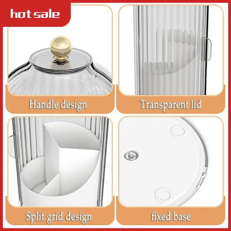 

A33R-360° Rotating Makeup Brush Holder With Lid Luxury Cosmetic Organizer Lipstick Eyebrow Pencil Holder Storage Box