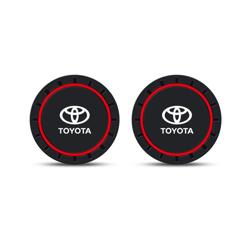 2 Pieces PVC Silicone Car Coaster Water Cup Bottle Holder Mat Anti-Slip Pad For Toyota Corolla Camry Yaris Rav4 Prado CHR TRD VI