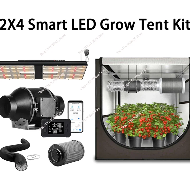 

WIFI application controller Inline air duct filter combination Led grow light houseplant kit, 2X2 smart growing tent kit