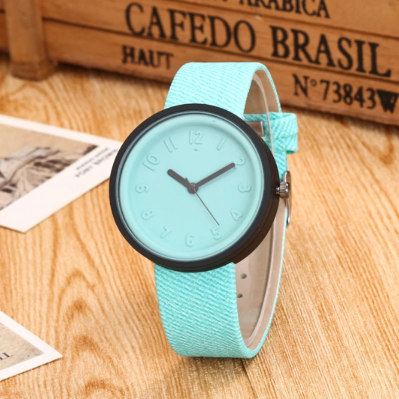 2024 Trendy Korean Version Macaron Color Women\'s Quartz Wristwatch 3D Three-dimensional Scale Dial Simple Versatile Gift Clock