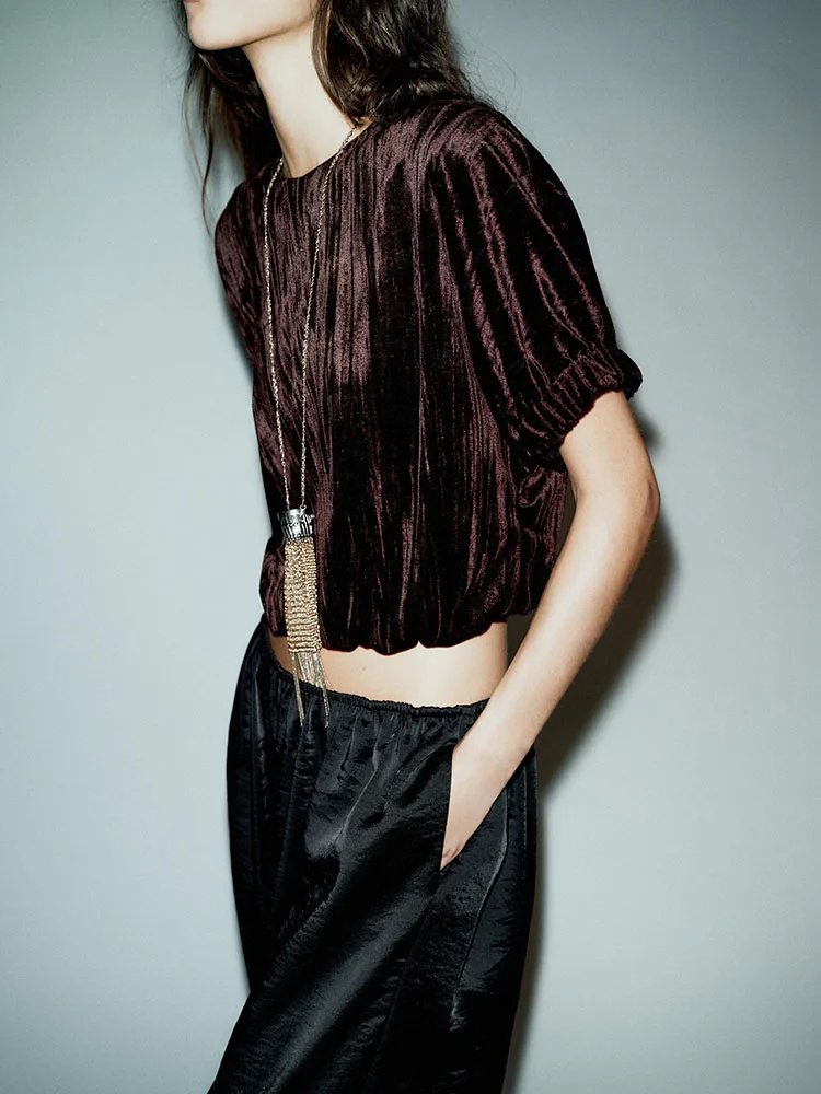 Inverno 2025 novo feminino ort sve redondo ne balão sle topo ele sweetn faionable traje de palco étnico