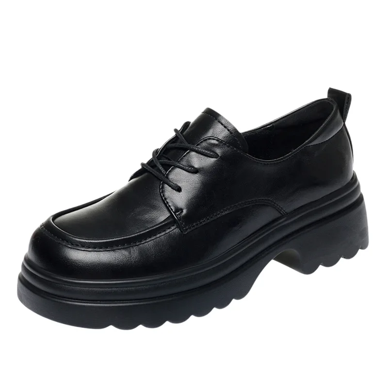 

5cm Vintage Thick Bottom Flat Platform Shoes Spring Autumn 2025 Women's Casual Shoes Soft Leather Oxford Shoes for Office Mom