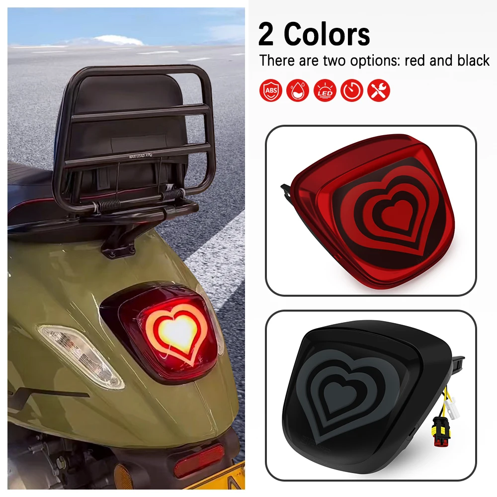 Motorcycle Taillight LED heart Turn Signal Light Rear Warning Lamp Bright Indicators For VESPA SPRINT PRIMAVERA 150